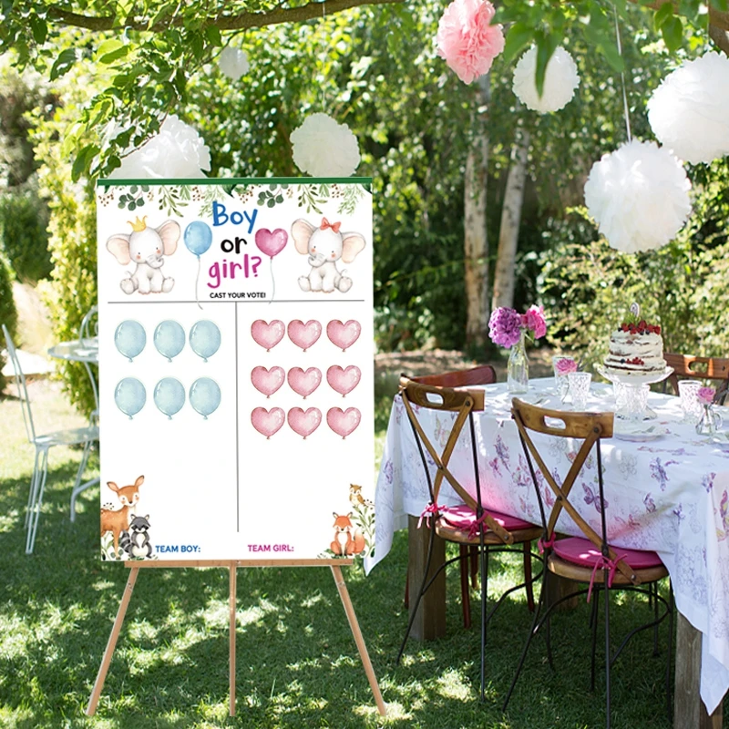 Boy or Girl Gender Reveal Voting Game Poster Board with Stickers Baby Gender Reveal Party Decoration Baby Shower Supplies