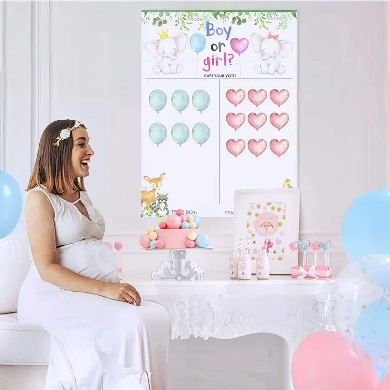Boy or Girl Gender Reveal Voting Game Poster Board with Stickers Baby Gender Reveal Party Decoration Baby Shower Supplies