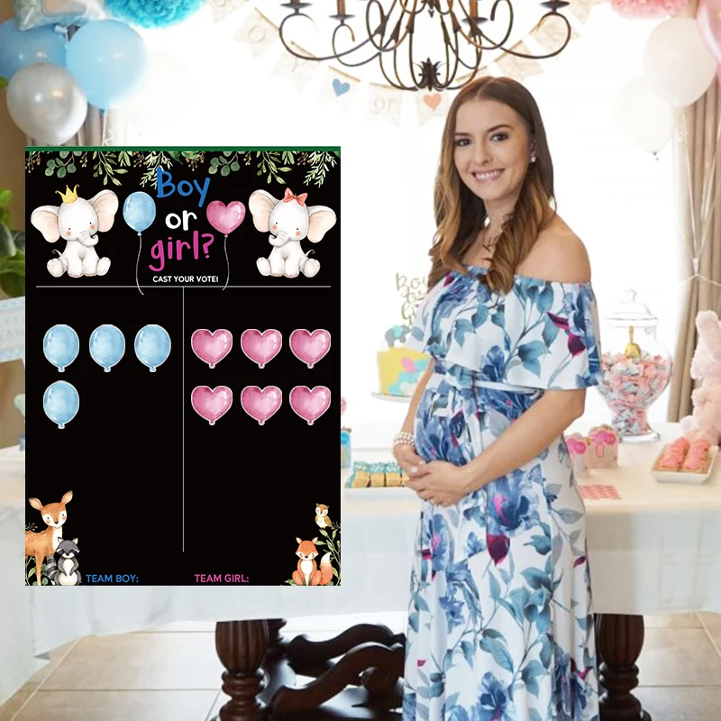 Boy or Girl Gender Reveal Voting Game Poster Board with Stickers Baby Gender Reveal Party Decoration Baby Shower Supplies