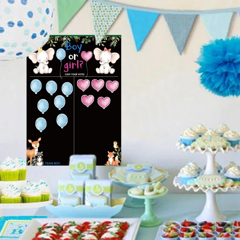 Boy or Girl Gender Reveal Voting Game Poster Board with Stickers Baby Gender Reveal Party Decoration Baby Shower Supplies