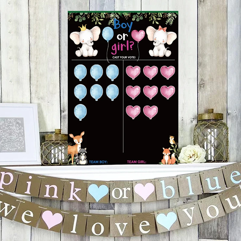 Boy or Girl Gender Reveal Voting Game Poster Board with Stickers Baby Gender Reveal Party Decoration Baby Shower Supplies