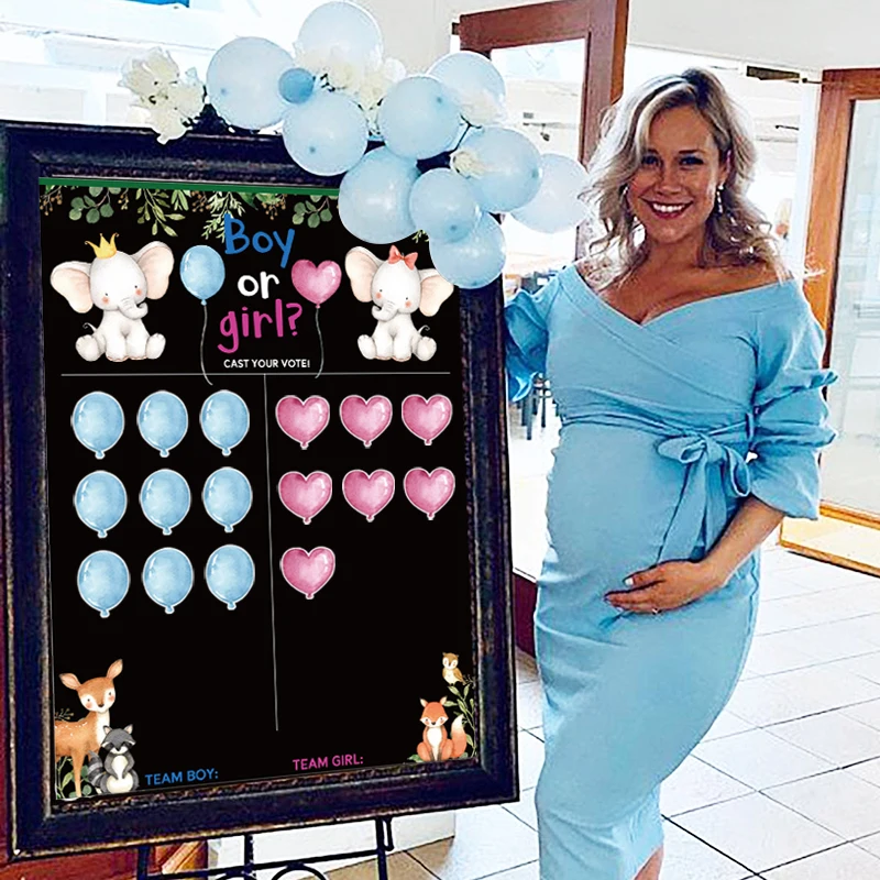 Boy or Girl Gender Reveal Voting Game Poster Board with Stickers Baby Gender Reveal Party Decoration Baby Shower Supplies