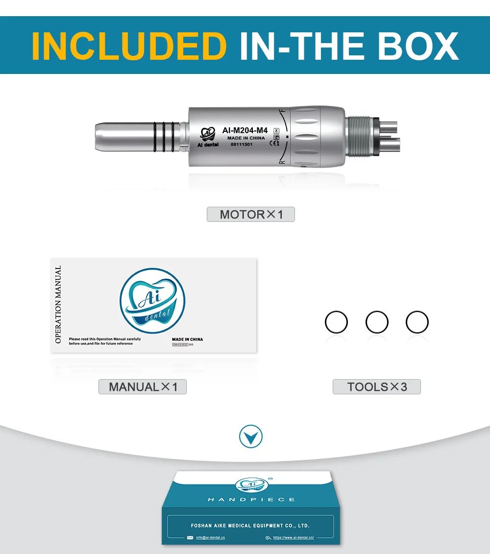 AI-M205-M4/B2 Mini Steel Body Inner Water Spray Air Micromotor Contra Angle Low Speed Straight Handpiece For Dental Chair