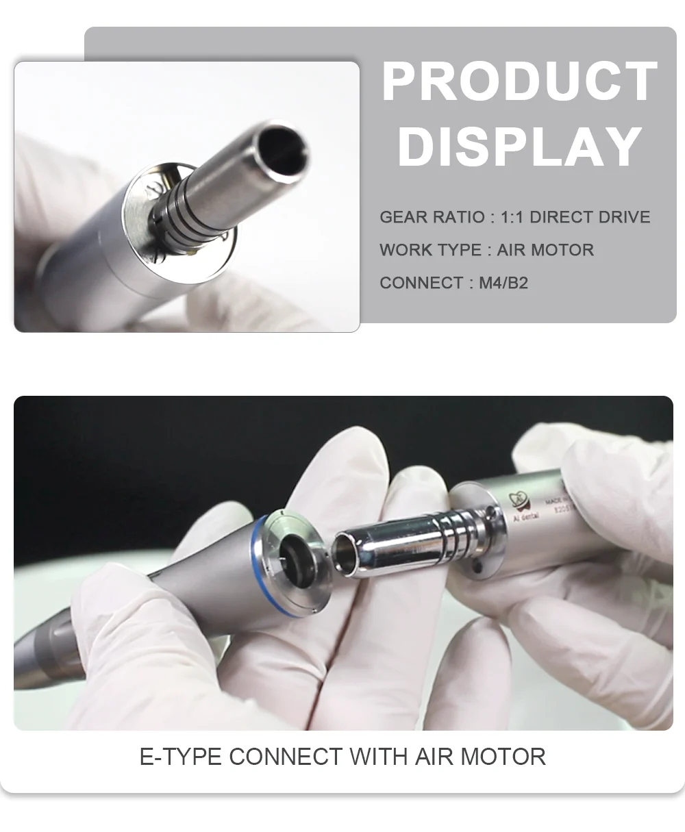 AI-M205-M4/B2 Mini Steel Body Inner Water Spray Air Micromotor Contra Angle Low Speed Straight Handpiece For Dental Chair