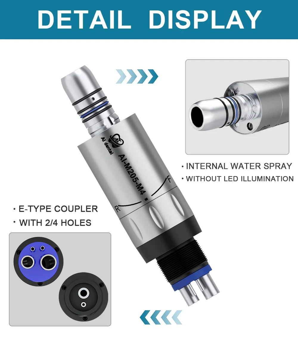 AI-M205-M4/B2 Mini Steel Body Inner Water Spray Air Micromotor Contra Angle Low Speed Straight Handpiece For Dental Chair