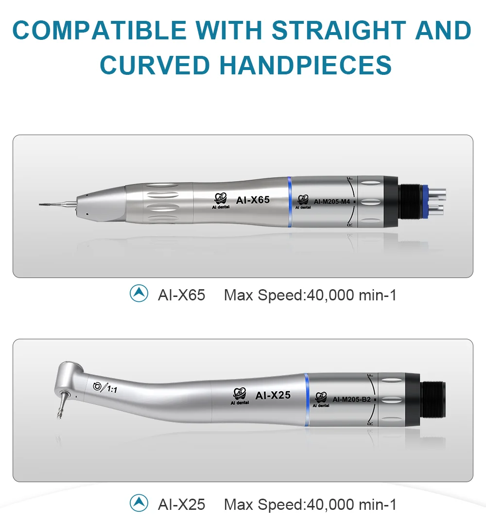 AI-M205-M4/B2 Mini Steel Body Inner Water Spray Air Micromotor Contra Angle Low Speed Straight Handpiece For Dental Chair
