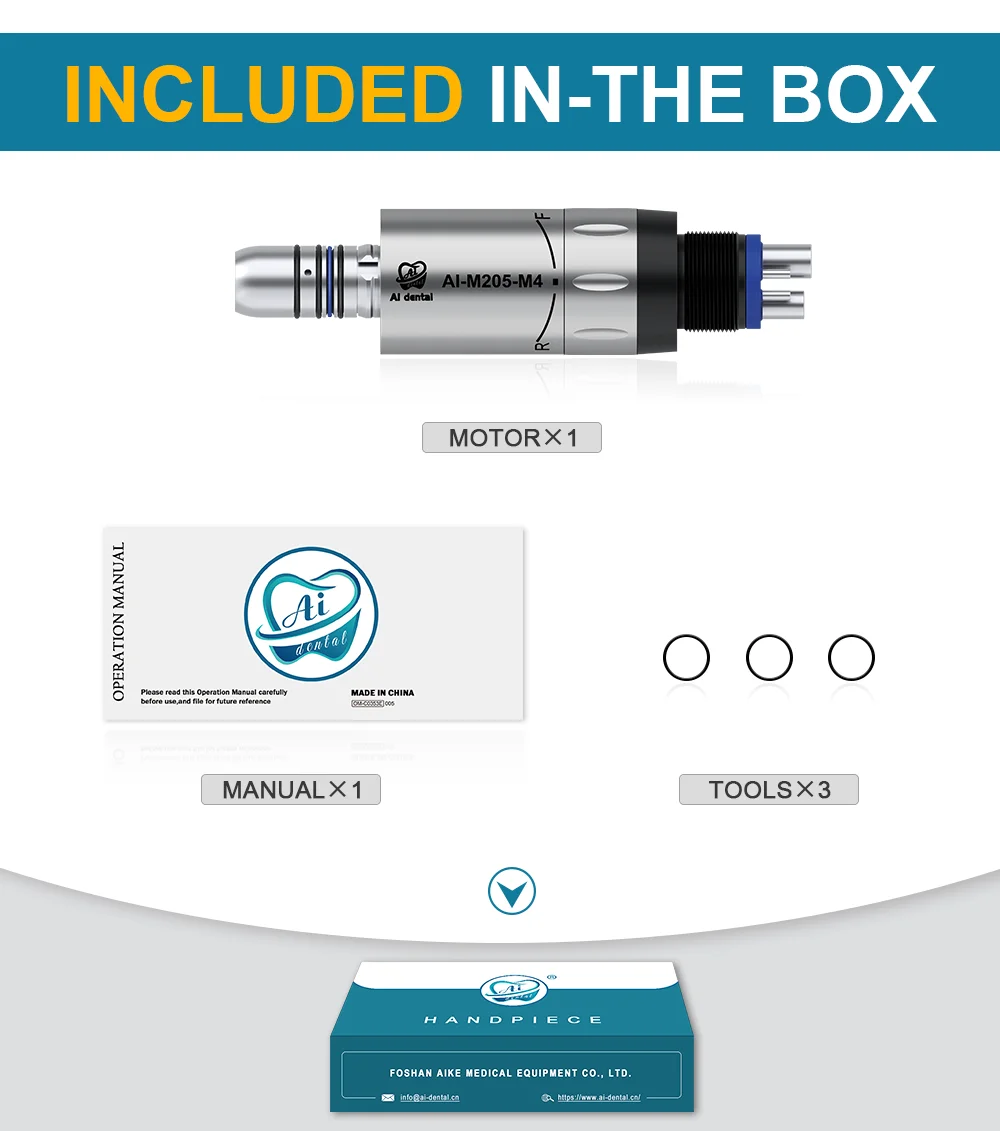 AI-M205-M4/B2 Mini Steel Body Inner Water Spray Air Micromotor Contra Angle Low Speed Straight Handpiece For Dental Chair
