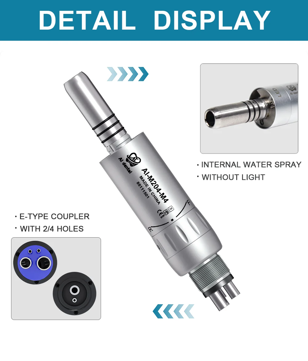 AI-M205-M4/B2 Mini Steel Body Inner Water Spray Air Micromotor Contra Angle Low Speed Straight Handpiece For Dental Chair