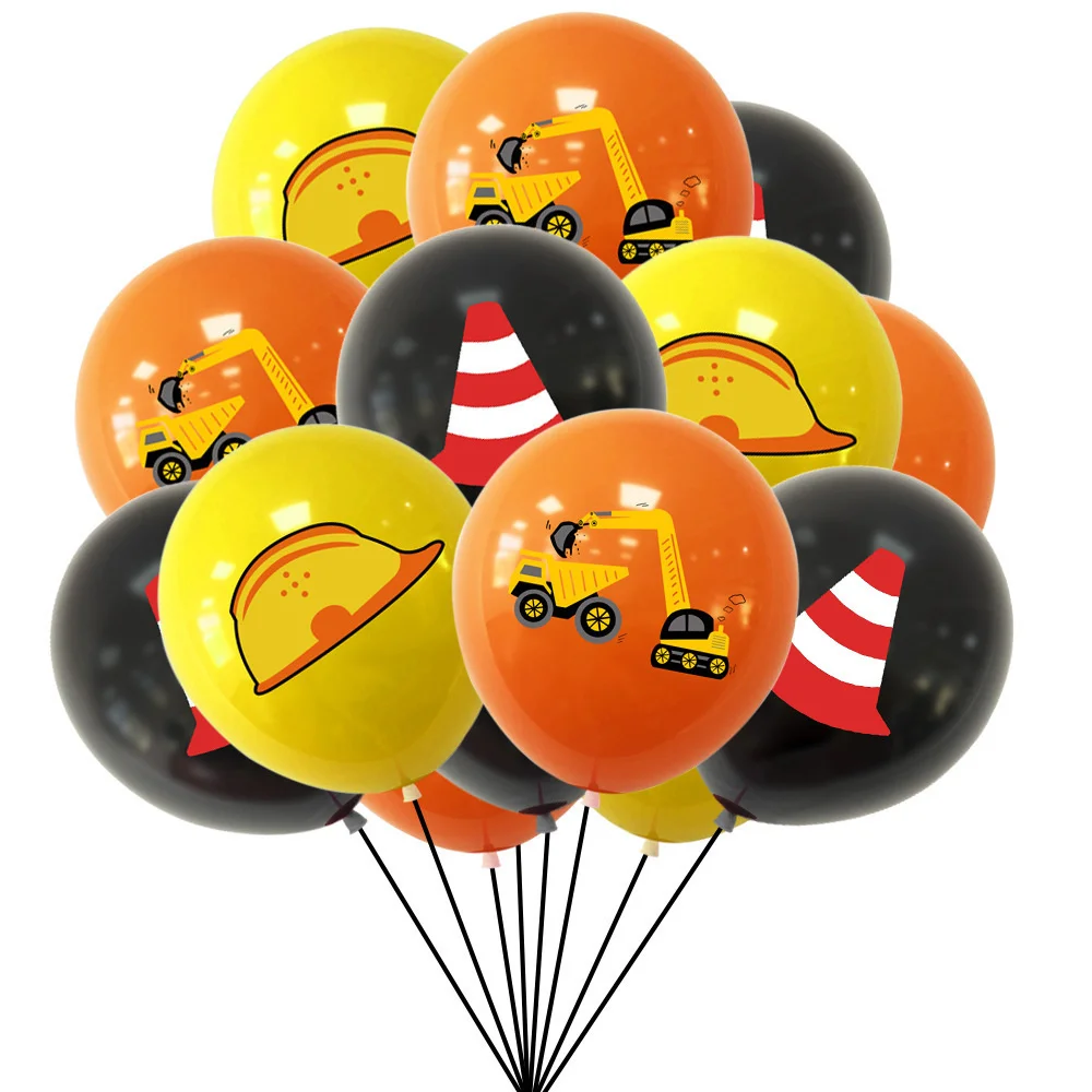 1set Number Balloon Tower Vehicle Excavator Truck Balloons for Boy's Construction Birthday Party Decorations DIY Gifts Supply