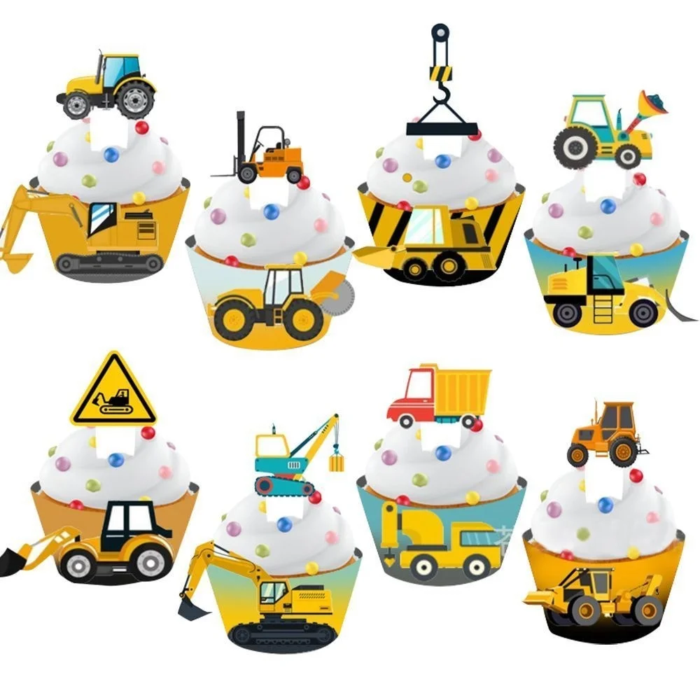 1set Number Balloon Tower Vehicle Excavator Truck Balloons for Boy's Construction Birthday Party Decorations DIY Gifts Supply