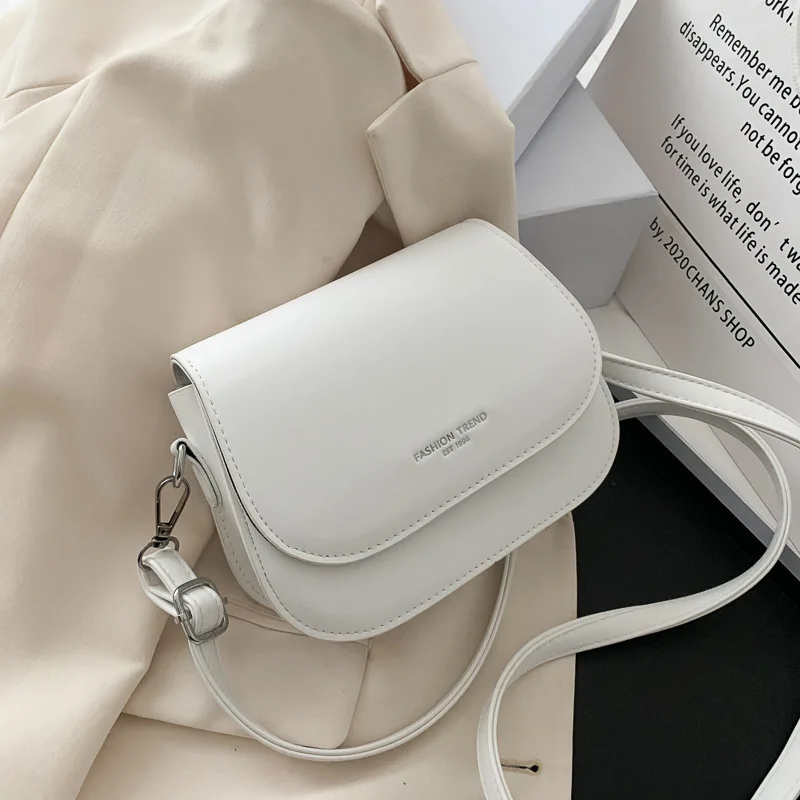 Yogodlns Trendy Saddle Shoulder Bag Women PU Leather Crossbody Bag Simple Solid Color Flap Messenger Bag Designer Handbags Pouch
