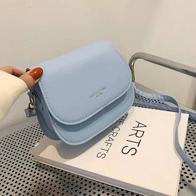 Yogodlns Trendy Saddle Shoulder Bag Women PU Leather Crossbody Bag Simple Solid Color Flap Messenger Bag Designer Handbags Pouch