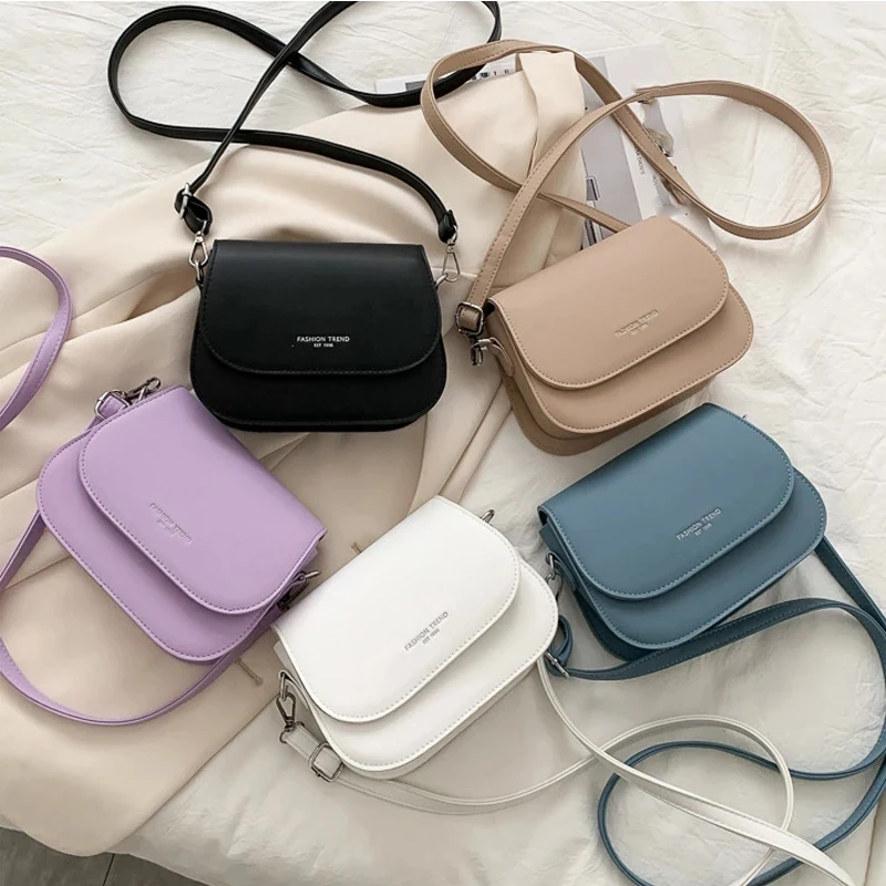 Yogodlns Trendy Saddle Shoulder Bag Women PU Leather Crossbody Bag Simple Solid Color Flap Messenger Bag Designer Handbags Pouch