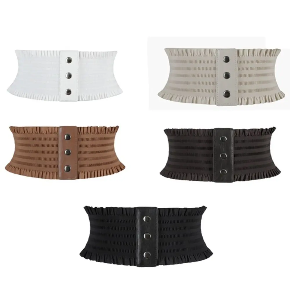 Women Vintage Skirt Dress Coat Cummerbunds Luxury Wide Belts Stretch Cummerbunds Leather Waistband Elastic Corset Band