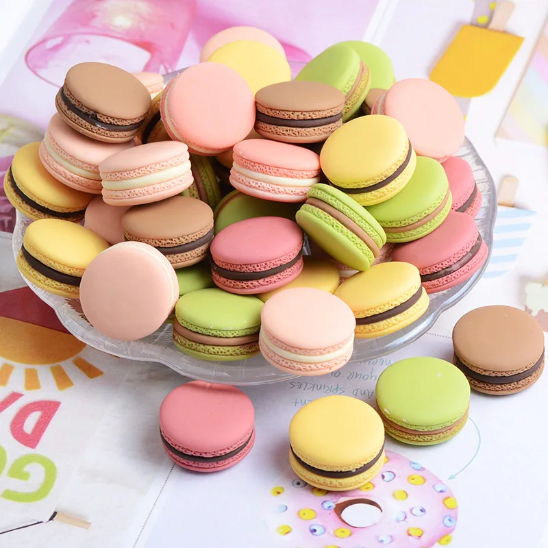 6PCS Simulation Macaron Model Fake Cake Cream Snack Children Shooting Props Wedding Dessert Window Decoration Ornaments 23*15mm