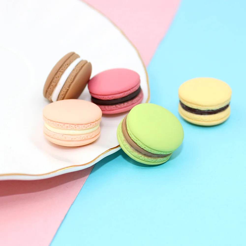 6PCS Simulation Macaron Model Fake Cake Cream Snack Children Shooting Props Wedding Dessert Window Decoration Ornaments 23*15mm