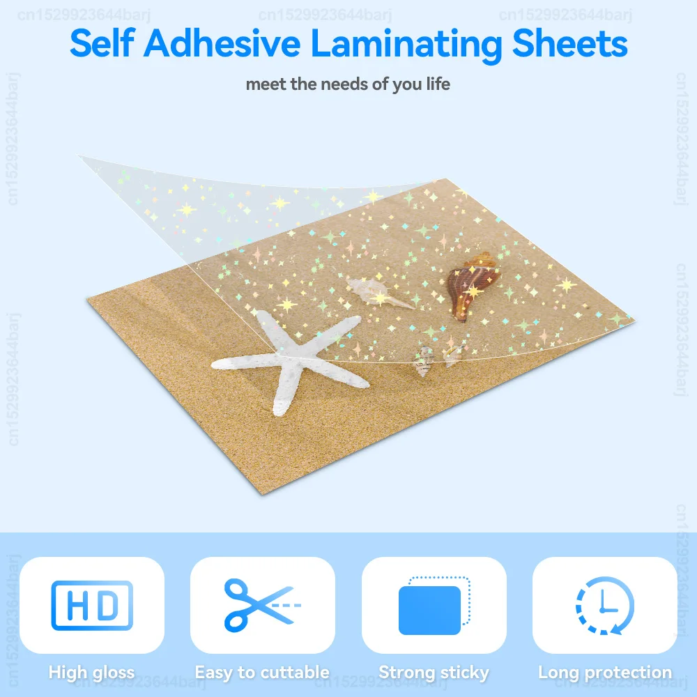 50 Sheets A4 Cold Laminating Film Holographic Sand Foil Adhesive Tape Back Stars Hot Stamping On Paper DIY Package Color Card