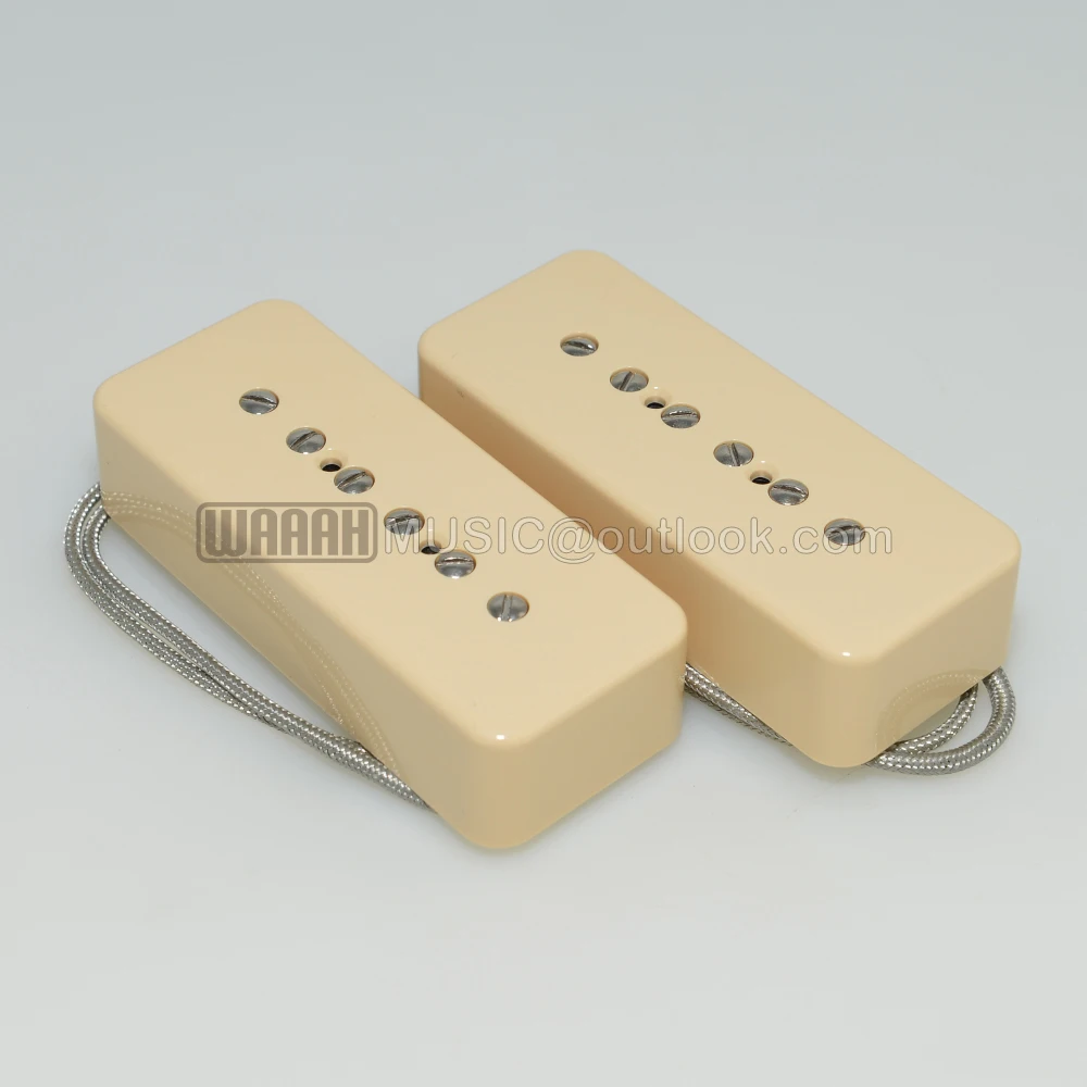 WAAAH Vintage P90 Alnico 2 Magnet Electric Guitar Pickup Overwound Nickel-Silver Baseplate Alnico 5 Hot 90's Neck Bridge Pickups