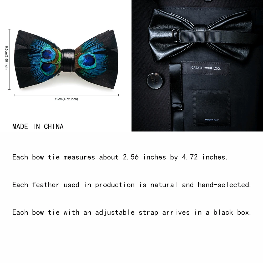 JEMYGINS New Design Men's Wedding Bow Tie Fashion Handmade Feather BowTie Gift for Birthday Party Men Bow Tie Suit Accessories