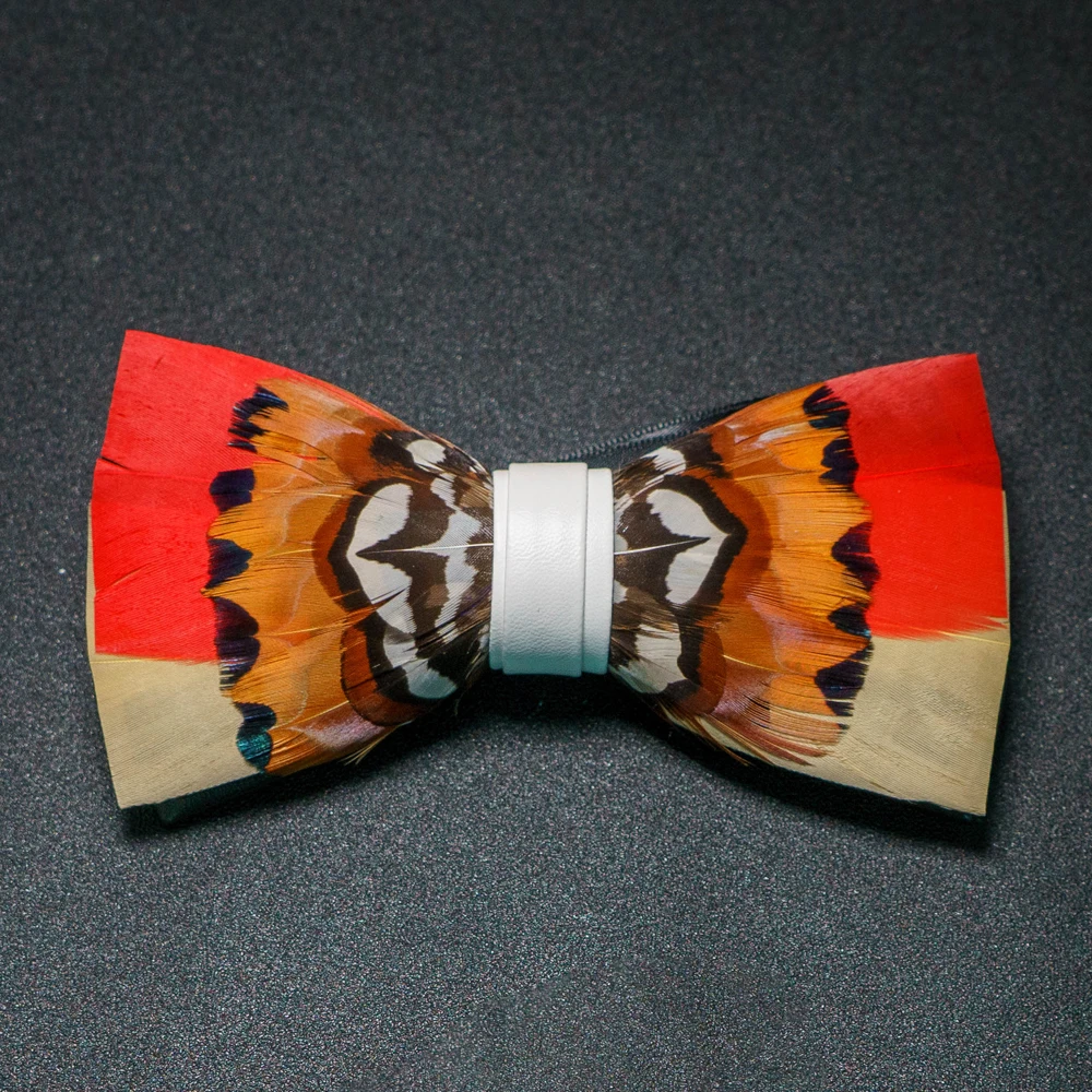 JEMYGINS New Design Men's Wedding Bow Tie Fashion Handmade Feather BowTie Gift for Birthday Party Men Bow Tie Suit Accessories
