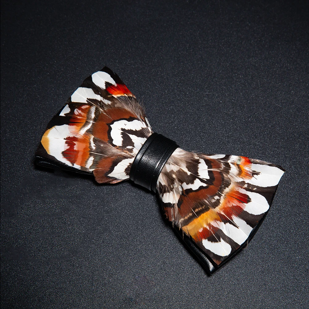 JEMYGINS New Design Men's Wedding Bow Tie Fashion Handmade Feather BowTie Gift for Birthday Party Men Bow Tie Suit Accessories