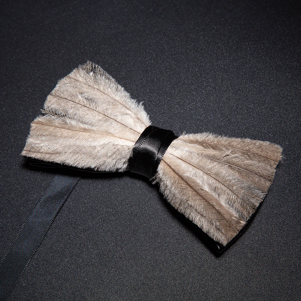 JEMYGINS New Design Men's Wedding Bow Tie Fashion Handmade Feather BowTie Gift for Birthday Party Men Bow Tie Suit Accessories