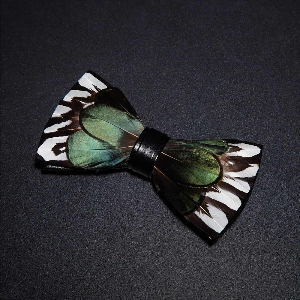 JEMYGINS New Design Men's Wedding Bow Tie Fashion Handmade Feather BowTie Gift for Birthday Party Men Bow Tie Suit Accessories