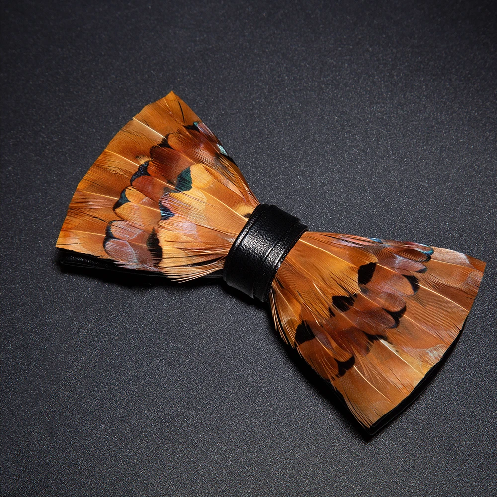 JEMYGINS New Design Men's Wedding Bow Tie Fashion Handmade Feather BowTie Gift for Birthday Party Men Bow Tie Suit Accessories