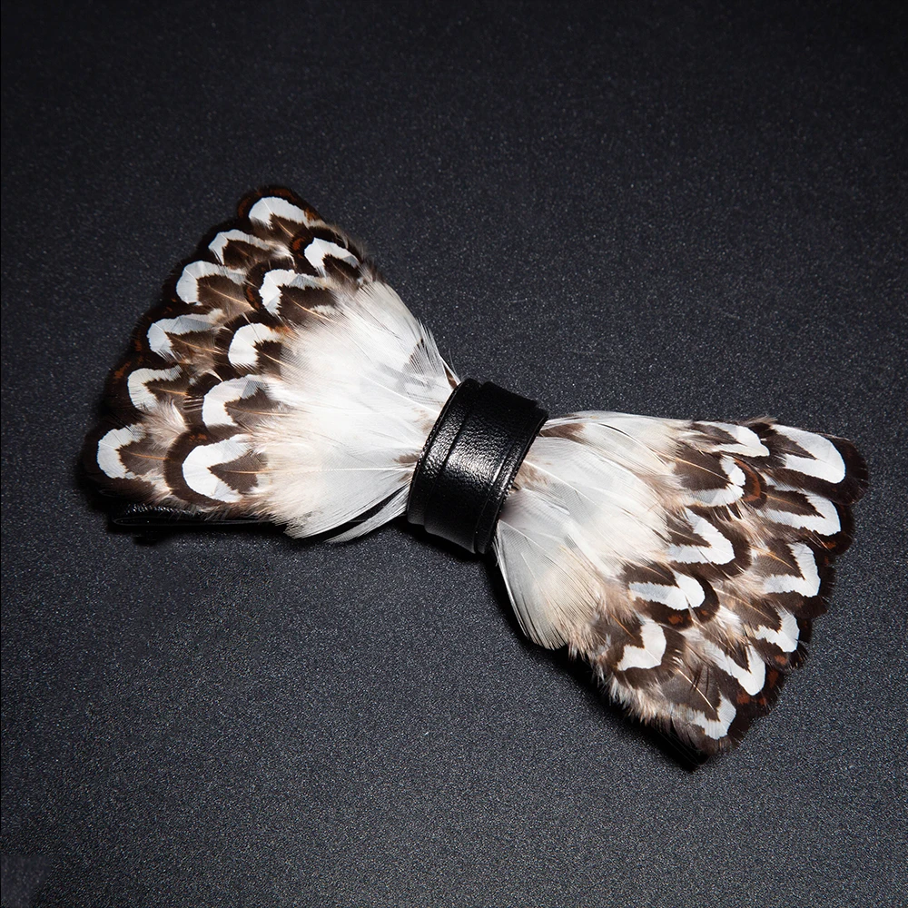 JEMYGINS New Design Men's Wedding Bow Tie Fashion Handmade Feather BowTie Gift for Birthday Party Men Bow Tie Suit Accessories
