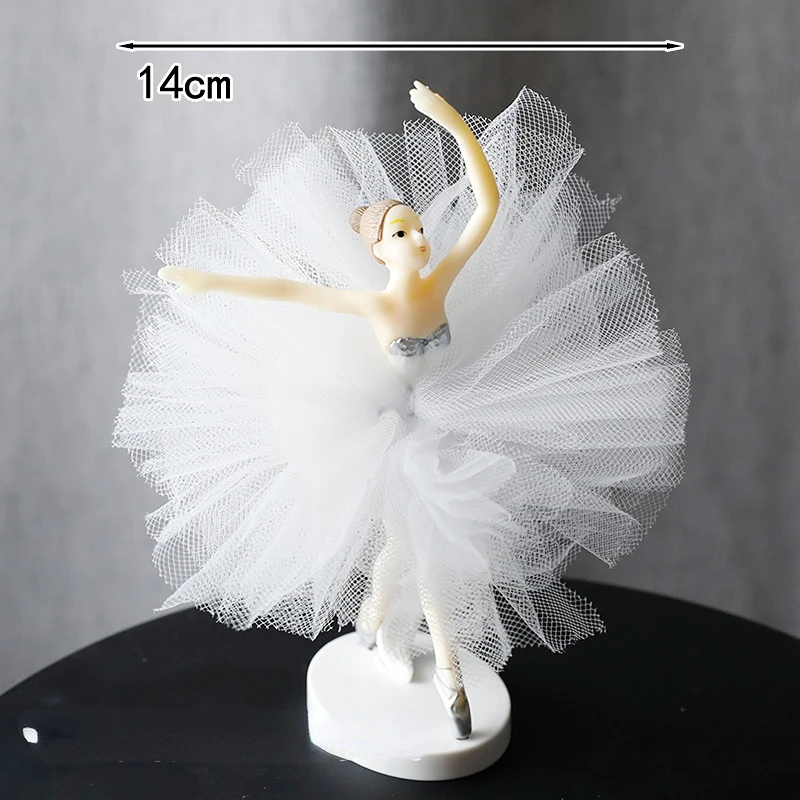 White Pink Ballet Girls Decoration Hook Flower Happy Birthday Cake Topper Wedding Bride for Party Supplies Baking Love Gifts