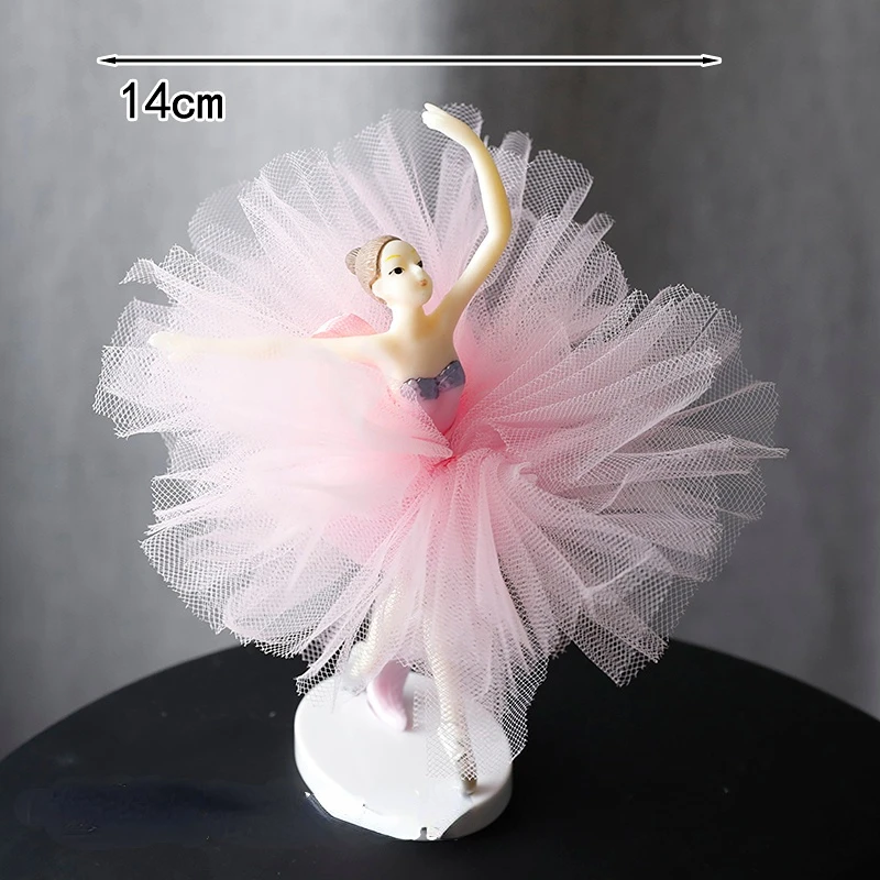 White Pink Ballet Girls Decoration Hook Flower Happy Birthday Cake Topper Wedding Bride for Party Supplies Baking Love Gifts