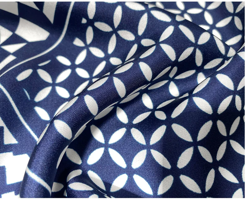 Blue plaid 100% natural silk scarves women real silk twill small square 50cm neck scarf thin hijab woman ladies spring summer
