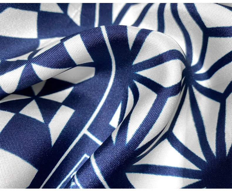 Blue plaid 100% natural silk scarves women real silk twill small square 50cm neck scarf thin hijab woman ladies spring summer