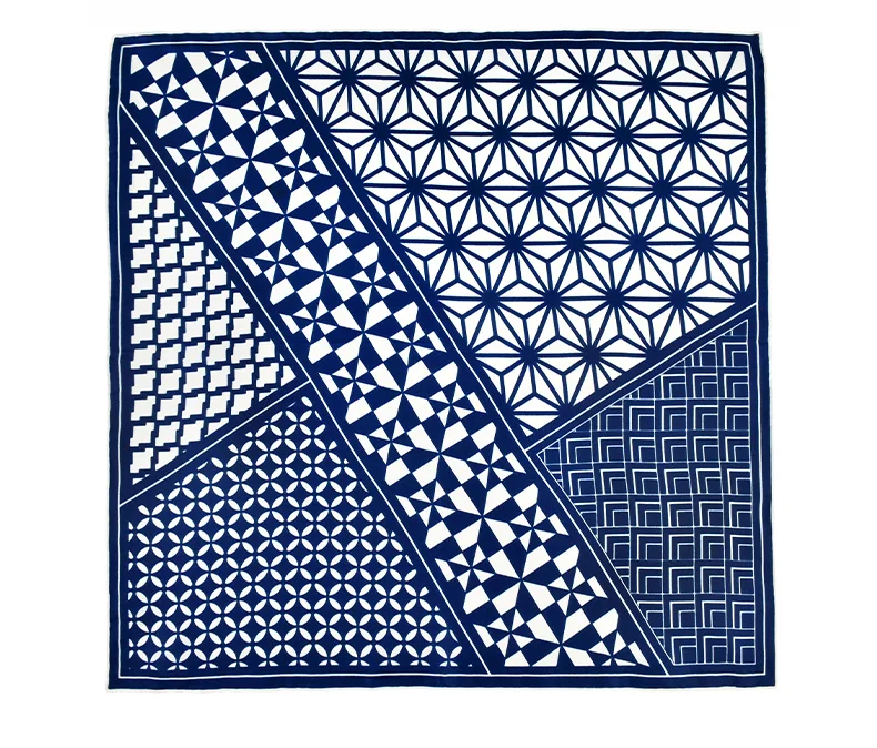 Blue plaid 100% natural silk scarves women real silk twill small square 50cm neck scarf thin hijab woman ladies spring summer