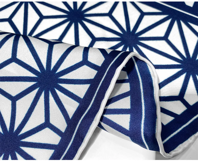 Blue plaid 100% natural silk scarves women real silk twill small square 50cm neck scarf thin hijab woman ladies spring summer