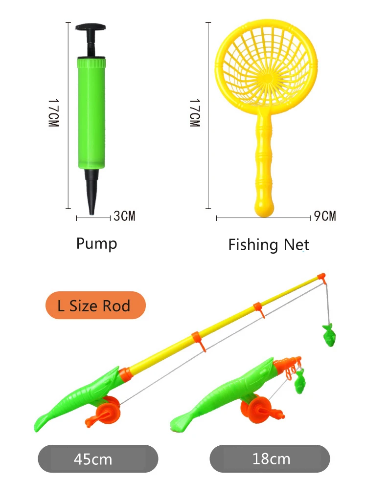 Kids Fishing Toy Set Play Water Toys for Baby Magnetic Rod and Fish with Inflatable Pool Outdoor Sport Toys for Children
