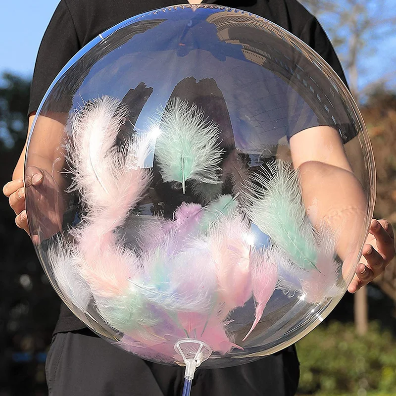 Colorful Feathers for Transparent Bobo Ballons Filled Baby Shower Decor IT IS A BOY GIRL Ballons Birthday Wedding Decors Balloon