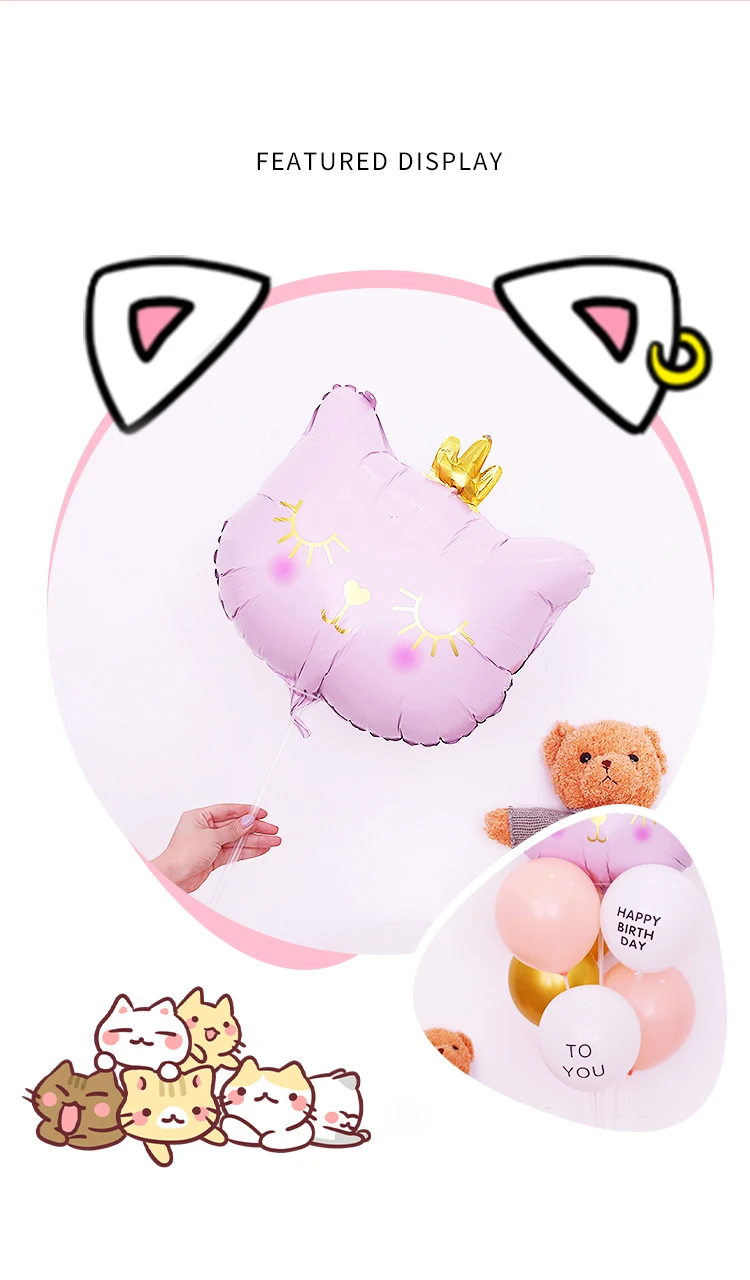Cute Cat Foil Balloons Girl Princess Theme Party Wedding Valentines Day Happy Birthday Decoration Balloon Baby Shower Globos