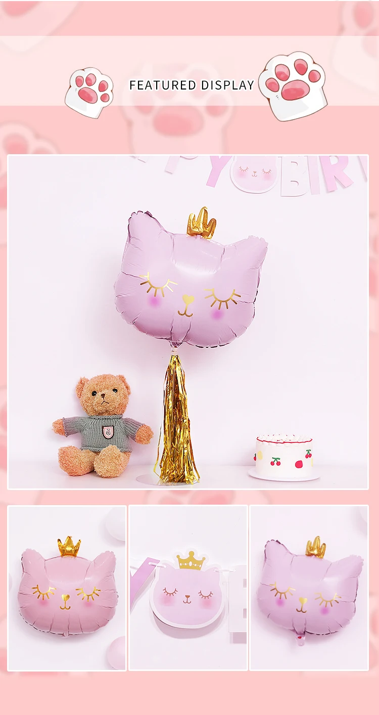 Cute Cat Foil Balloons Girl Princess Theme Party Wedding Valentines Day Happy Birthday Decoration Balloon Baby Shower Globos