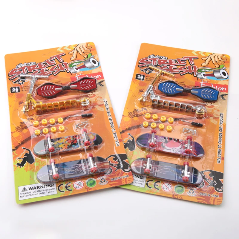 Plastic Fingerboard Toys with Scooter Roller Skating Shoes Tools Wooden Skateboard Platform Finger Skteboard Kits for Kids
