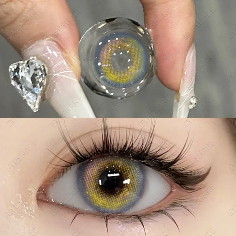 EYESHARE Natural Brown Color Contact Lenses for Eyes 1Pair Colored Lenses Beautiful Pupil Makeup Yearly Use Eye Colored Contacts