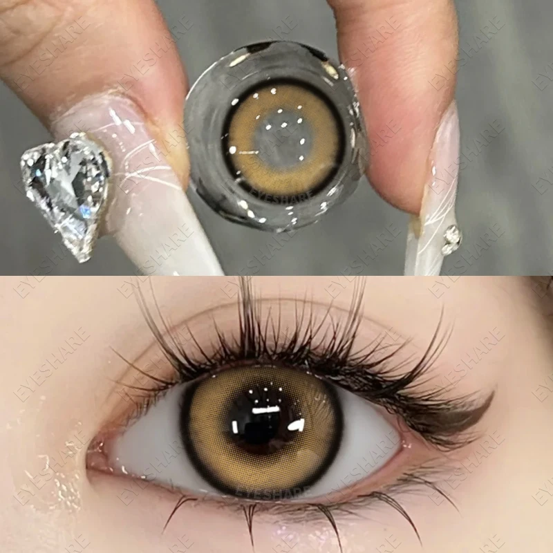 EYESHARE Natural Brown Color Contact Lenses for Eyes 1Pair Colored Lenses Beautiful Pupil Makeup Yearly Use Eye Colored Contacts