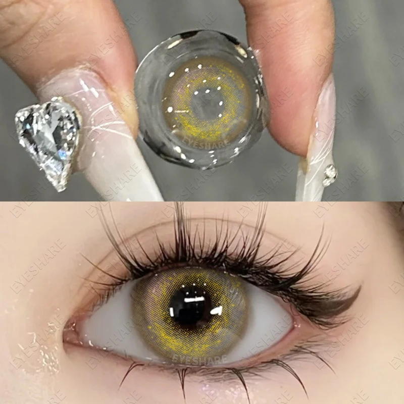 EYESHARE Natural Brown Color Contact Lenses for Eyes 1Pair Colored Lenses Beautiful Pupil Makeup Yearly Use Eye Colored Contacts