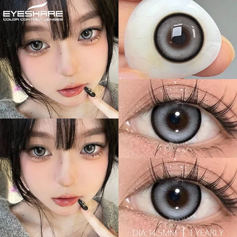 EYESHARE Natural Brown Color Contact Lenses for Eyes 1Pair Colored Lenses Beautiful Pupil Makeup Yearly Use Eye Colored Contacts
