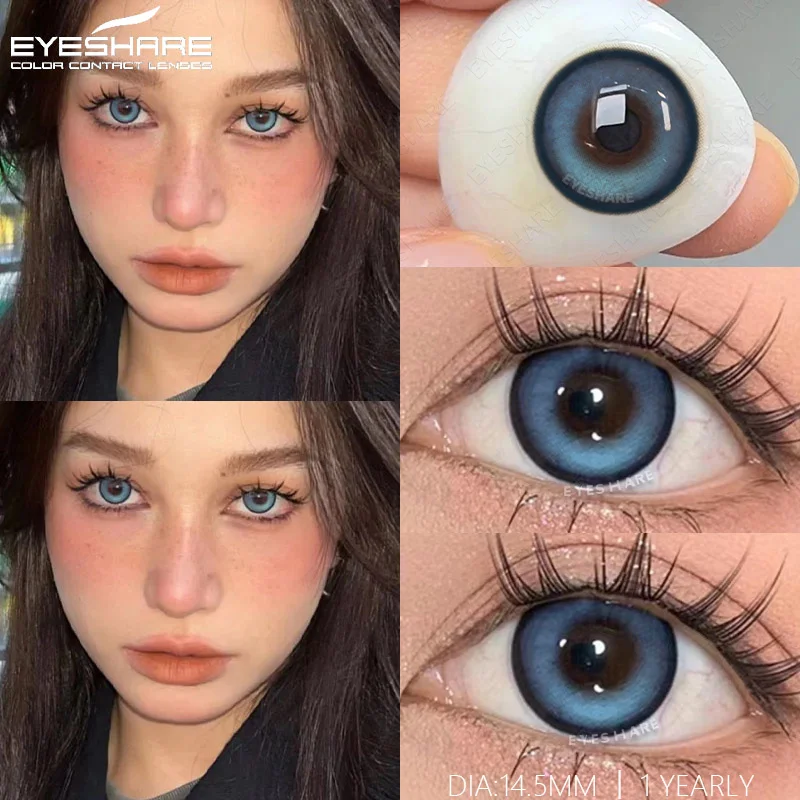 EYESHARE Natural Brown Color Contact Lenses for Eyes 1Pair Colored Lenses Beautiful Pupil Makeup Yearly Use Eye Colored Contacts