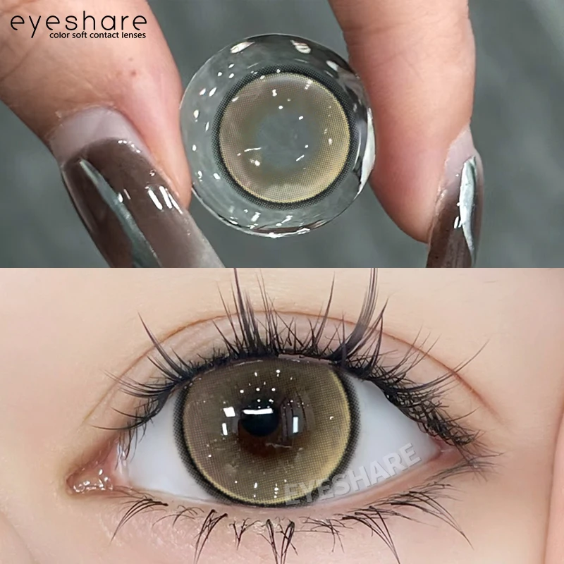 EYESHARE Natural Brown Color Contact Lenses for Eyes 1Pair Colored Lenses Beautiful Pupil Makeup Yearly Use Eye Colored Contacts