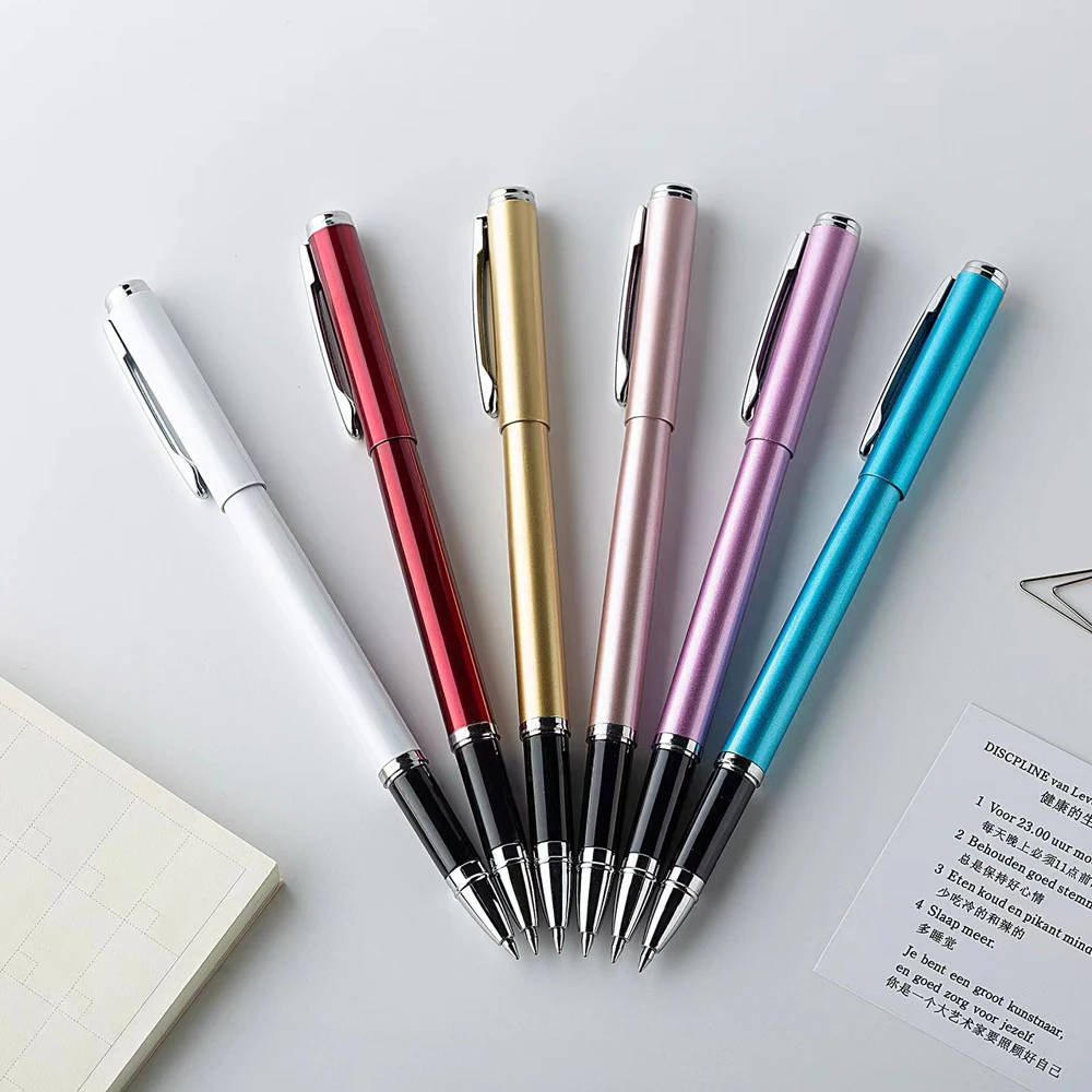 1+20Pcs Metal Gel Ink Sign Pen Rotating 0.5MM Black Switzerland Refill Business Signing School Office Stationery Ballpen