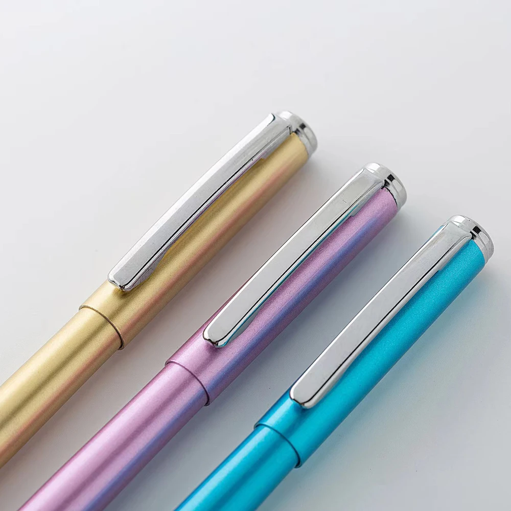 1+20Pcs Metal Gel Ink Sign Pen Rotating 0.5MM Black Switzerland Refill Business Signing School Office Stationery Ballpen