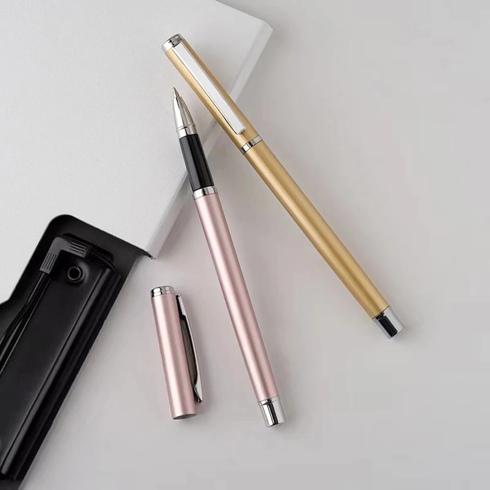 1+20Pcs Metal Gel Ink Sign Pen Rotating 0.5MM Black Switzerland Refill Business Signing School Office Stationery Ballpen