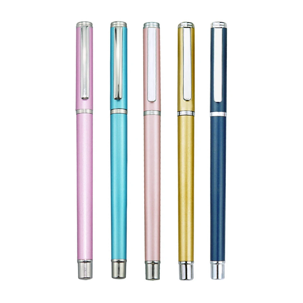 1+20Pcs Metal Gel Ink Sign Pen Rotating 0.5MM Black Switzerland Refill Business Signing School Office Stationery Ballpen